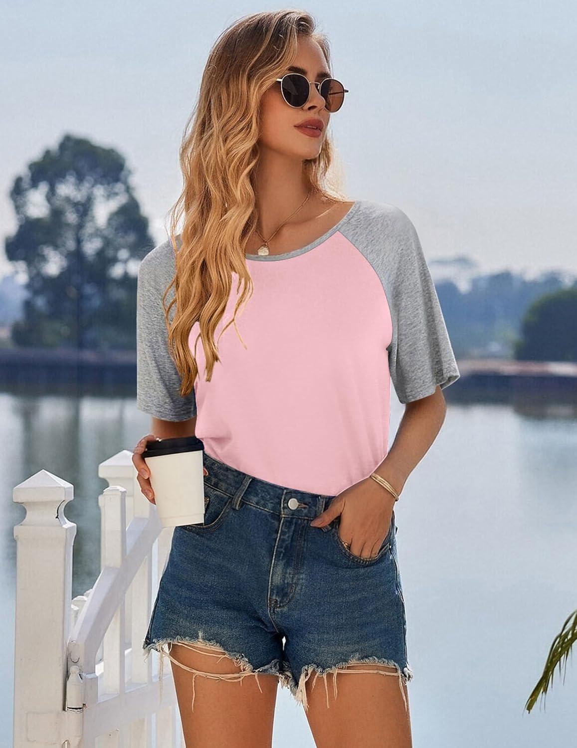 imageEkouaer Nightgowns for Women Cotton Sleep Shirts Short Sleeve Nightshirt Crew Neck Night Gown Comfy Sleepwear NightdressLight Pink
