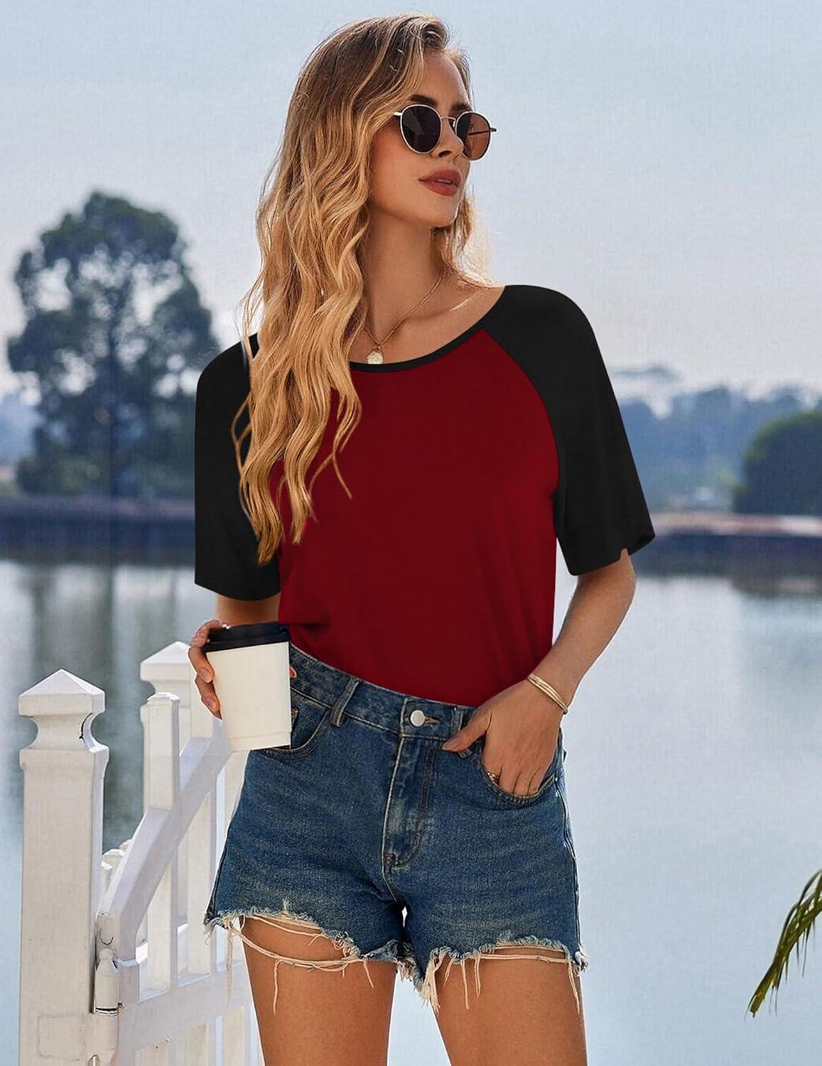 imageEkouaer Nightgowns for Women Cotton Sleep Shirts Short Sleeve Nightshirt Crew Neck Night Gown Comfy Sleepwear NightdressWine Red