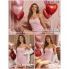 EKOUAER Pajama Sets for Women Lingerie Sleepwear Soft Pjs 2 Piece Cami Shorts Set U Neck Adjustable Strap Nightwear(Light Pink)