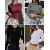 Ekouaer 3 Pack Women Long Sleeve Crew Neck Shirts Basic Thermal Tops Slim Fit Ruch Side Tees Going Out Layering Thirts XS-XXL(Brown/Khaki/Beige)