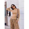 Ekouaer 3 Pack Women Long Sleeve Crew Neck Shirts Basic Thermal Tops Slim Fit Ruch Side Tees Going Out Layering Thirts XS-XXL(Brown/Khaki/Beige)