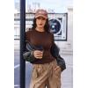 Ekouaer 3 Pack Women Long Sleeve Crew Neck Shirts Basic Thermal Tops Slim Fit Ruch Side Tees Going Out Layering Thirts XS-XXL(Brown/Khaki/Beige)