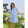 Ekouaer Cotton Nightgowns for Women Lace Trim Sleep Shirts Short Sleeve Night Shirts Sleep Dress with Pockets(Blue Birds)