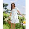 Ekouaer Cotton Nightgowns for Women Lace Trim Sleep Shirts Short Sleeve Night Shirts Sleep Dress with Pockets(Blue Floral)