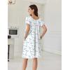 Ekouaer Cotton Nightgowns for Women Lace Trim Sleep Shirts Short Sleeve Night Shirts Sleep Dress with Pockets(Blue Floral)