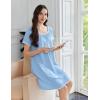 Ekouaer Cotton Nightgowns for Women Lace Trim Sleep Shirts Short Sleeve Night Shirts Sleep Dress with Pockets(Light Blue)