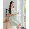 Ekouaer Cotton Nightgowns for Women Lace Trim Sleep Shirts Short Sleeve Night Shirts Sleep Dress with Pockets(Light Green)