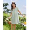 Ekouaer Cotton Nightgowns for Women Lace Trim Sleep Shirts Short Sleeve Night Shirts Sleep Dress with Pockets(Light Green)