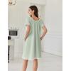 Ekouaer Cotton Nightgowns for Women Lace Trim Sleep Shirts Short Sleeve Night Shirts Sleep Dress with Pockets(Light Green)