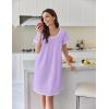 Ekouaer Cotton Nightgowns for Women Lace Trim Sleep Shirts Short Sleeve Night Shirts Sleep Dress with Pockets(Light Purple)