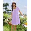 Ekouaer Cotton Nightgowns for Women Lace Trim Sleep Shirts Short Sleeve Night Shirts Sleep Dress with Pockets(Light Purple)