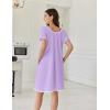 Ekouaer Cotton Nightgowns for Women Lace Trim Sleep Shirts Short Sleeve Night Shirts Sleep Dress with Pockets(Light Purple)