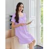 Ekouaer Cotton Nightgowns for Women Lace Trim Sleep Shirts Short Sleeve Night Shirts Sleep Dress with Pockets(Light Purple)