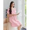 Ekouaer Cotton Nightgowns for Women Lace Trim Sleep Shirts Short Sleeve Night Shirts Sleep Dress with Pockets(Pink)