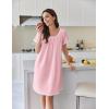 Ekouaer Cotton Nightgowns for Women Lace Trim Sleep Shirts Short Sleeve Night Shirts Sleep Dress with Pockets(Pink)