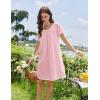 Ekouaer Cotton Nightgowns for Women Lace Trim Sleep Shirts Short Sleeve Night Shirts Sleep Dress with Pockets(Pink)