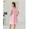 Ekouaer Cotton Nightgowns for Women Lace Trim Sleep Shirts Short Sleeve Night Shirts Sleep Dress with Pockets(Pink)
