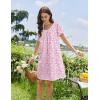 Ekouaer Cotton Nightgowns for Women Lace Trim Sleep Shirts Short Sleeve Night Shirts Sleep Dress with Pockets(Pink Floral)