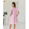 Ekouaer Cotton Nightgowns for Women Lace Trim Sleep Shirts Short Sleeve Night Shirts Sleep Dress with Pockets(Pink Floral)