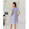 Ekouaer Cotton Nightgowns for Women Lace Trim Sleep Shirts Short Sleeve Night Shirts Sleep Dress with Pockets(Purple Floral)