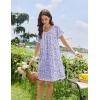 Ekouaer Cotton Nightgowns for Women Lace Trim Sleep Shirts Short Sleeve Night Shirts Sleep Dress with Pockets(Purple Floral)