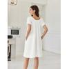 Ekouaer Cotton Nightgowns for Women Lace Trim Sleep Shirts Short Sleeve Night Shirts Sleep Dress with Pockets(White)