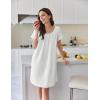 Ekouaer Cotton Nightgowns for Women Lace Trim Sleep Shirts Short Sleeve Night Shirts Sleep Dress with Pockets(White)