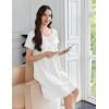 Ekouaer Cotton Nightgowns for Women Lace Trim Sleep Shirts Short Sleeve Night Shirts Sleep Dress with Pockets(White)