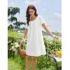 Ekouaer Cotton Nightgowns for Women Lace Trim Sleep Shirts Short Sleeve Night Shirts Sleep Dress with Pockets(White)