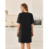 Ekouaer Cotton Nightgowns for Women Short Sleeve Sleep Shirts Crew Neck Night Dress Nightshirt with Pockets S-2XL(Black)