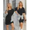 Ekouaer Cotton Nightgowns for Women Short Sleeve Sleep Shirts Crew Neck Night Dress Nightshirt with Pockets S-2XL(Black)