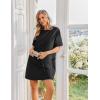 Ekouaer Cotton Nightgowns for Women Short Sleeve Sleep Shirts Crew Neck Night Dress Nightshirt with Pockets S-2XL(Black)