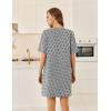 Ekouaer Cotton Nightgowns for Women Short Sleeve Sleep Shirts Crew Neck Night Dress Nightshirt with Pockets S-2XL(Black White Floral)