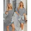 Ekouaer Cotton Nightgowns for Women Short Sleeve Sleep Shirts Crew Neck Night Dress Nightshirt with Pockets S-2XL(Black White Floral)
