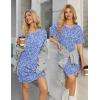 Ekouaer Cotton Nightgowns for Women Short Sleeve Sleep Shirts Crew Neck Night Dress Nightshirt with Pockets S-2XL(Blue Floral)