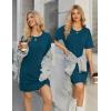 Ekouaer Cotton Nightgowns for Women Short Sleeve Sleep Shirts Crew Neck Night Dress Nightshirt with Pockets S-2XL(Blue Green)
