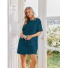 Ekouaer Cotton Nightgowns for Women Short Sleeve Sleep Shirts Crew Neck Night Dress Nightshirt with Pockets S-2XL(Blue Green)