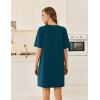 Ekouaer Cotton Nightgowns for Women Short Sleeve Sleep Shirts Crew Neck Night Dress Nightshirt with Pockets S-2XL(Blue Green)