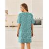 Ekouaer Cotton Nightgowns for Women Short Sleeve Sleep Shirts Crew Neck Night Dress Nightshirt with Pockets S-2XL(Blue Green Floral)