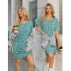 Ekouaer Cotton Nightgowns for Women Short Sleeve Sleep Shirts Crew Neck Night Dress Nightshirt with Pockets S-2XL(Blue Green Floral)