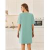 Ekouaer Cotton Nightgowns for Women Short Sleeve Sleep Shirts Crew Neck Night Dress Nightshirt with Pockets S-2XL(Green)