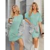 Ekouaer Cotton Nightgowns for Women Short Sleeve Sleep Shirts Crew Neck Night Dress Nightshirt with Pockets S-2XL(Green)