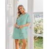 Ekouaer Cotton Nightgowns for Women Short Sleeve Sleep Shirts Crew Neck Night Dress Nightshirt with Pockets S-2XL(Green)