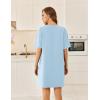 Ekouaer Cotton Nightgowns for Women Short Sleeve Sleep Shirts Crew Neck Night Dress Nightshirt with Pockets S-2XL(Light Blue)