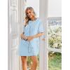 Ekouaer Cotton Nightgowns for Women Short Sleeve Sleep Shirts Crew Neck Night Dress Nightshirt with Pockets S-2XL(Light Blue)