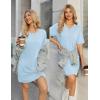 Ekouaer Cotton Nightgowns for Women Short Sleeve Sleep Shirts Crew Neck Night Dress Nightshirt with Pockets S-2XL(Light Blue)