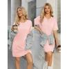 Ekouaer Cotton Nightgowns for Women Short Sleeve Sleep Shirts Crew Neck Night Dress Nightshirt with Pockets S-2XL(Light Pink)