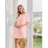 Ekouaer Cotton Nightgowns for Women Short Sleeve Sleep Shirts Crew Neck Night Dress Nightshirt with Pockets S-2XL(Light Pink)