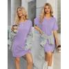 Ekouaer Cotton Nightgowns for Women Short Sleeve Sleep Shirts Crew Neck Night Dress Nightshirt with Pockets S-2XL(Lilac)
