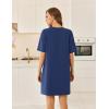 Ekouaer Cotton Nightgowns for Women Short Sleeve Sleep Shirts Crew Neck Night Dress Nightshirt with Pockets S-2XL(Navy Blue)